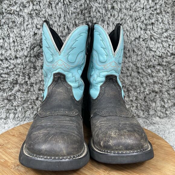 Justin Gypsy Gemma Leather Cowgirl Boots Black Turquoise Women's 10 B L9905 - Picture 3 of 9